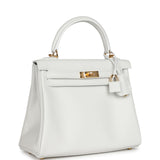 Hermes Kelly Retourne 25 New White Swift Gold Hardware