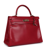 Pre-owned Hermes Ghillies Kelly Retourne 35 Rubis Tadelakt Permabrass Hardware