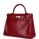 Pre-owned Hermes Ghillies Kelly Retourne 35 Rubis Tadelakt Permabrass Hardware