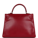 Pre-owned Hermes Ghillies Kelly Retourne 35 Rubis Tadelakt Permabrass Hardware