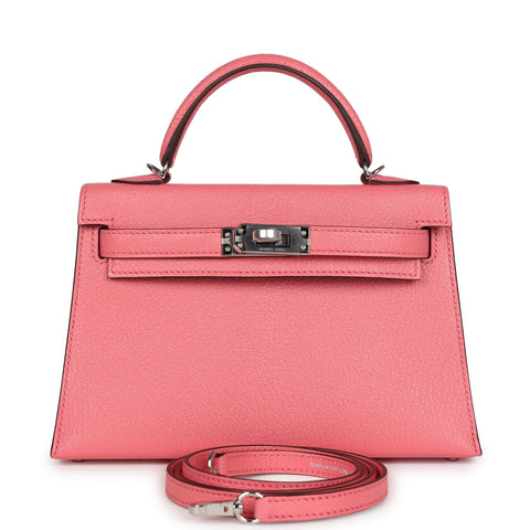 Hermes Kelly Sellier 20 Rose D'Ete Verso Chèvre Palladium Hardware