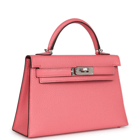 Hermes Kelly Sellier 20 Rose D'Ete Verso Chèvre Palladium Hardware