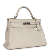 Pre-owned Hermes Kelly Retourne 32 Craie Togo Palladium Hardware