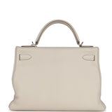 Pre-owned Hermes Kelly Retourne 32 Craie Togo Palladium Hardware