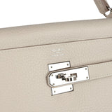 Pre-owned Hermes Kelly Retourne 32 Craie Togo Palladium Hardware