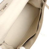 Pre-owned Hermes Kelly Retourne 32 Craie Togo Palladium Hardware