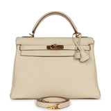 Pre-owned Hermes Kelly Retourne 32 Parchemin Togo Gold Hardware