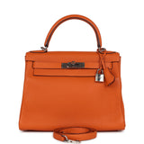 Pre-owned Hermes Special Order (HSS) Kelly Retourne 28 Orange Togo Palladium Hardware