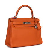 Pre-owned Hermes Special Order (HSS) Kelly Retourne 28 Orange Togo Palladium Hardware