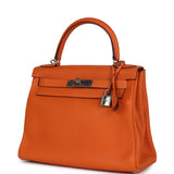 Pre-owned Hermes Special Order (HSS) Kelly Retourne 28 Orange Togo Palladium Hardware