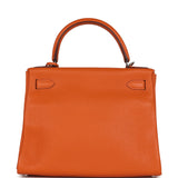 Pre-owned Hermes Special Order (HSS) Kelly Retourne 28 Orange Togo Palladium Hardware