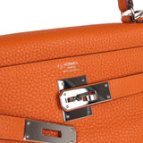 Pre-owned Hermes Special Order (HSS) Kelly Retourne 28 Orange Togo Palladium Hardware