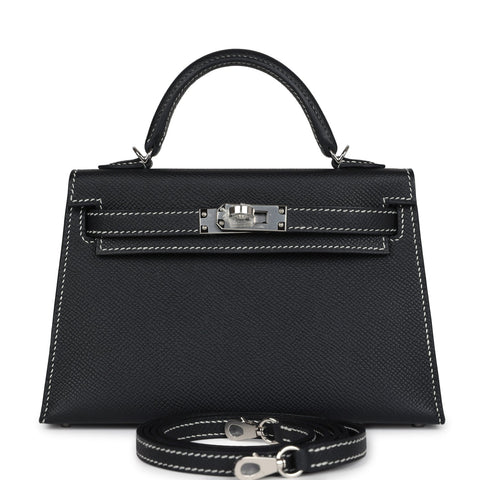 Hermes Special Order (HSS) Kelly Sellier 20 Black Verso Epsom Palladium Hardware