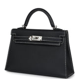 Hermes Special Order (HSS) Kelly Sellier 20 Black Verso Epsom Palladium Hardware