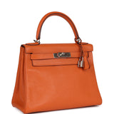 Pre-owned Hermes Kelly Retourne 28 Orange Togo Palladium Hardware