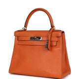 Pre-owned Hermes Kelly Retourne 28 Orange Togo Palladium Hardware