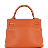 Pre-owned Hermes Kelly Retourne 28 Orange Togo Palladium Hardware