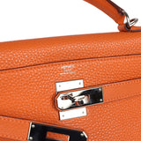 Pre-owned Hermes Kelly Retourne 28 Orange Togo Palladium Hardware