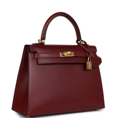 Hermes Kelly Sellier 25 Rouge H Box Gold Hardware