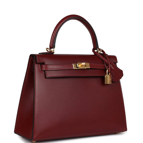 Hermes Kelly 25 Rouge H Box Gold Hardware