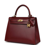 Hermes Kelly 25 Rouge H Box Gold Hardware