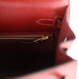 Hermes Kelly 25 Rouge H Box Gold Hardware