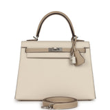 Hermes Special Order (HSS) Kelly Sellier 25 Craie and Trench Epsom Brushed Palladium Hardware