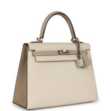 Hermes Special Order (HSS) Kelly Sellier 25 Craie and Trench Epsom Brushed Palladium Hardware