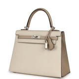 Hermes Special Order (HSS) Kelly Sellier 25 Craie and Trench Epsom Brushed Palladium Hardware