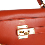 Pre-owned Hermes Kelly Sellier 32 Terre Battue Tadelakt Gold Hardware