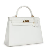 Pre-owned Hermes Kelly Sellier 32 White Epsom Gold Hardware