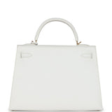 Pre-owned Hermes Kelly Sellier 32 White Epsom Gold Hardware