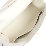 Pre-owned Hermes Kelly Sellier 32 White Epsom Gold Hardware