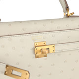 Hermes Special Order (HSS) Kelly Sellier 25 Beton Ostrich Verso Brushed Gold Hardware