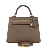 Hermes Kelly Sellier 25 Etoupe Epsom Gold Hardware