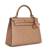 Hermes Kelly Sellier 25 Chai Ostrich Gold Hardware