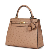 Hermes Kelly Sellier 25 Chai Ostrich Gold Hardware