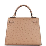 Hermes Kelly Sellier 25 Chai Ostrich Gold Hardware