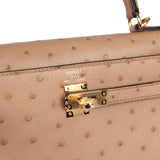 Hermes Kelly Sellier 25 Chai Ostrich Gold Hardware