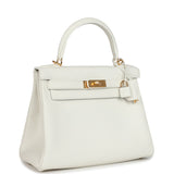 Hermes Kelly Retourne 28 White Evercolor Gold Hardware