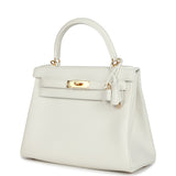 Hermes Kelly Retourne 28 White Evercolor Gold Hardware