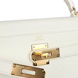 Hermes Kelly Retourne 28 White Evercolor Gold Hardware