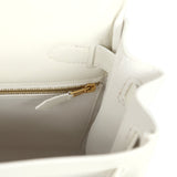 Hermes Kelly Retourne 28 White Evercolor Gold Hardware