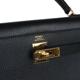 Vintage Hermes Kelly Sellier 32 Black Ardennes Gold Hardware