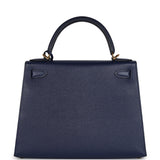 Pre-owned Hermes Kelly Sellier 28 Bleu Saphir Epsom Gold Hardware