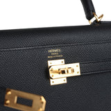 Hermes Kelly Sellier 25 Black Epsom Gold Hardware