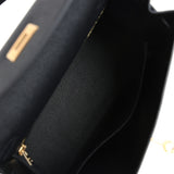 Hermes Kelly Sellier 25 Black Epsom Gold Hardware