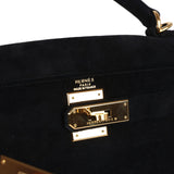 Vintage Hermes Kelly Sellier 28 Black Doblis Gold Hardware