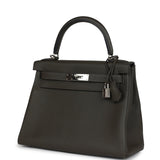 Pre-owned Hermes Kelly Retourne 28 Vert De Gris Togo Palladium Hardware