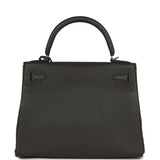 Pre-owned Hermes Kelly Retourne 28 Vert De Gris Togo Palladium Hardware